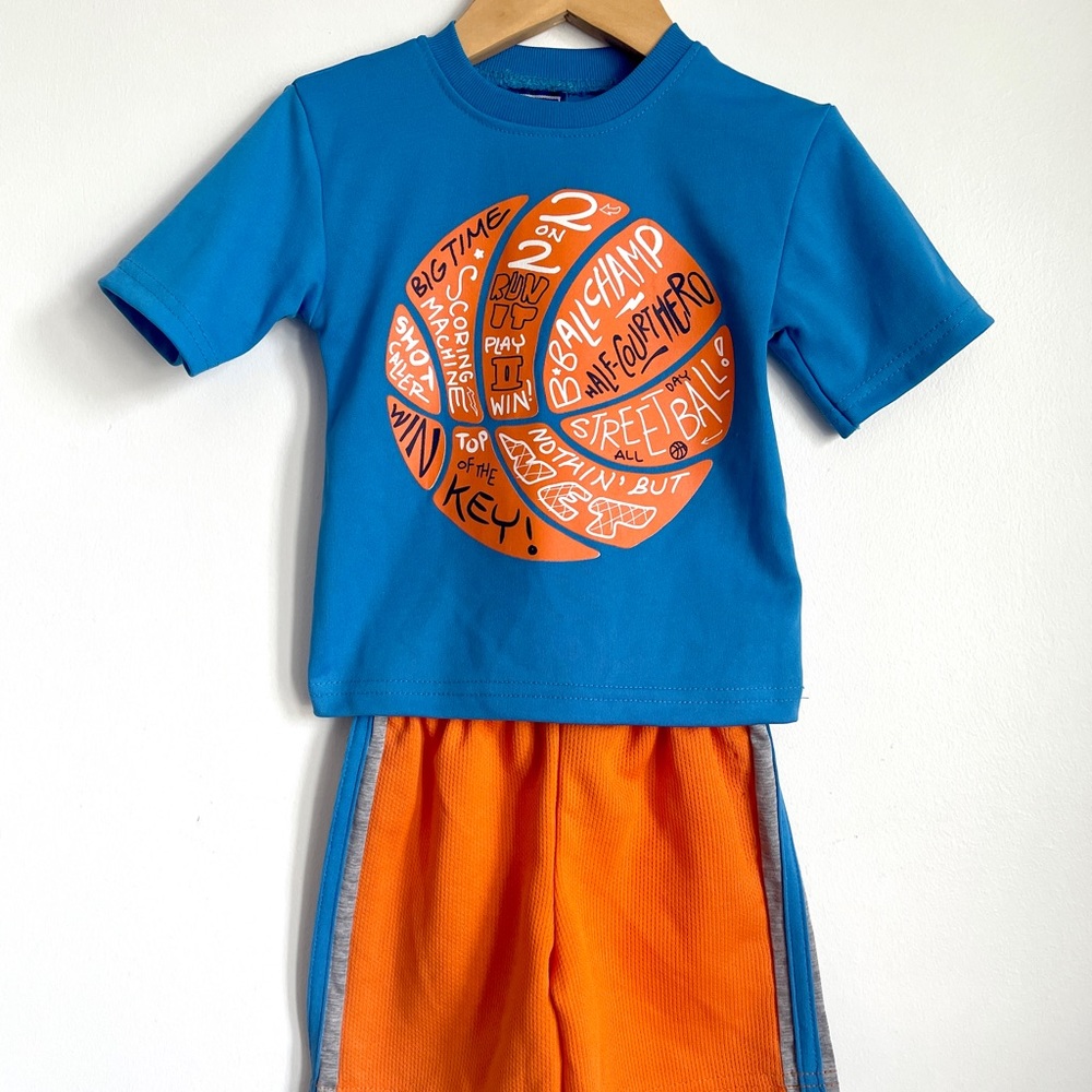 NWOT 12M Blue Dot Boy’s Active Wear Ball Outfit Set